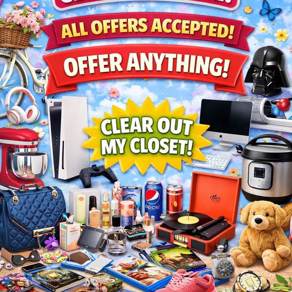 Clear Out My Closet! Colorful Sale Graphic - Multi-Item Collage